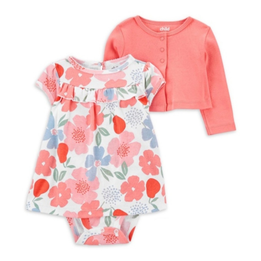 Carter's Child of Mine 2 Piece Set Preemie Baby Girl Orange Floral